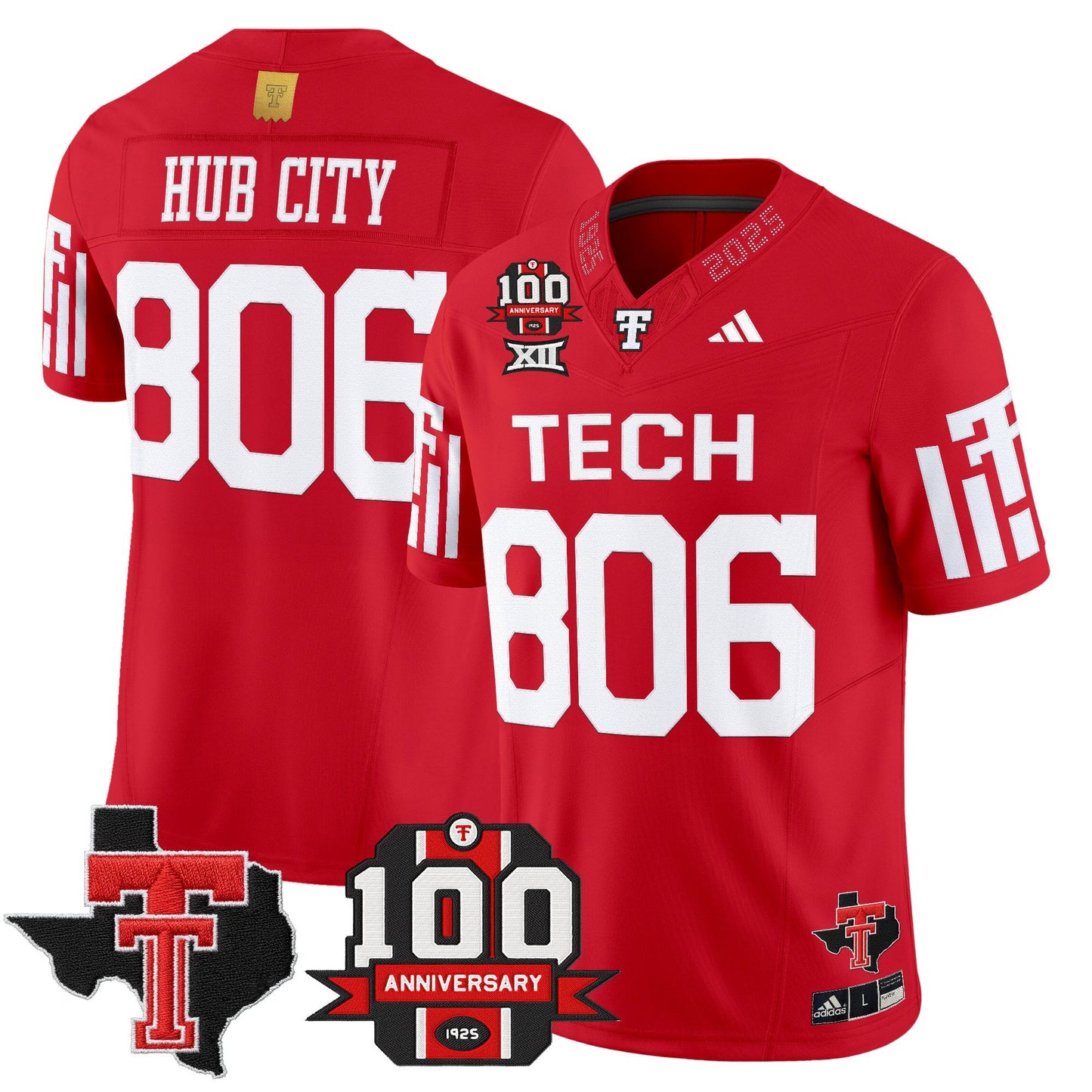 Men's Texas Tech Red Raiders 2025 Vapor Limited Jersey - 100th Anniversary & Texas Patch - All Stitched