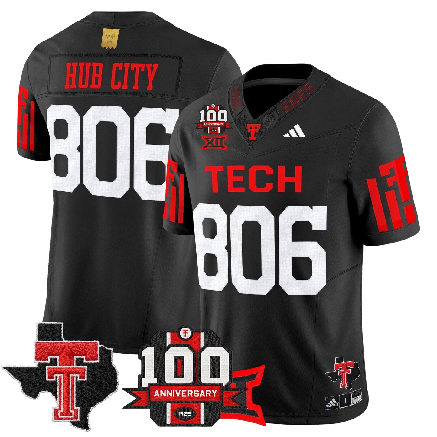 Men's Texas Tech Red Raiders 2025 Vapor Limited Jersey - 100th Anniversary & Texas Patch - All Stitched
