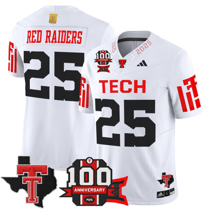 Men's Texas Tech Red Raiders 2025 Vapor Limited Jersey - 100th Anniversary & Texas Patch - All Stitched