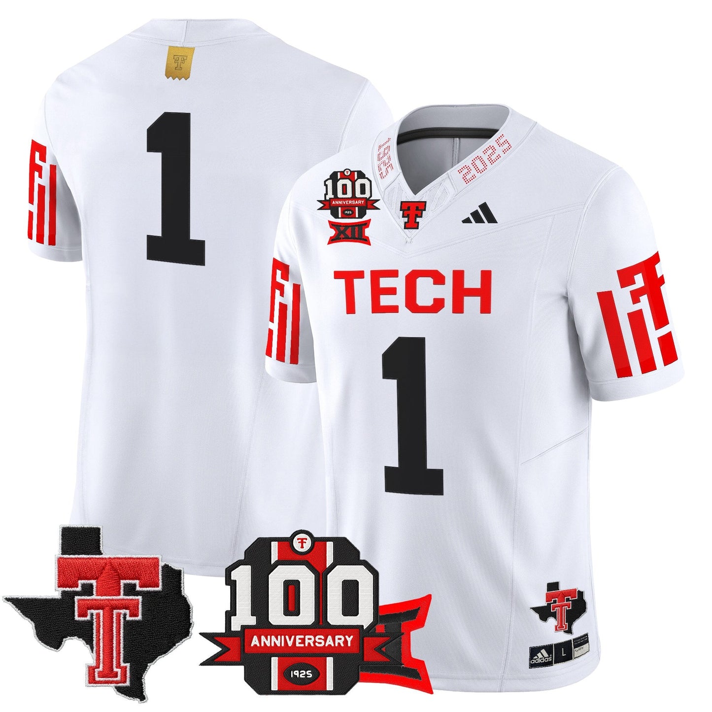 Men's Texas Tech Red Raiders 2025 Vapor Limited Jersey - 100th Anniversary & Texas Patch - All Stitched