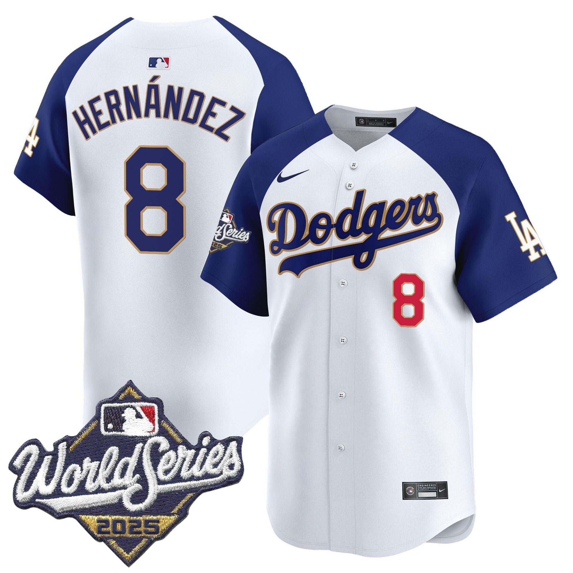 Men's Dodgers 2025 World Series Gold Trim Vapor Premier Limited Jersey - All Stitched