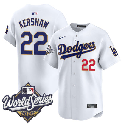 Men's Dodgers 2025 World Series Gold Trim Vapor Premier Limited Jersey - All Stitched