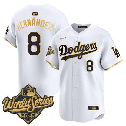 Men's Dodgers 2025 World Series Gold Trim Vapor Premier Limited Jersey - All Stitched