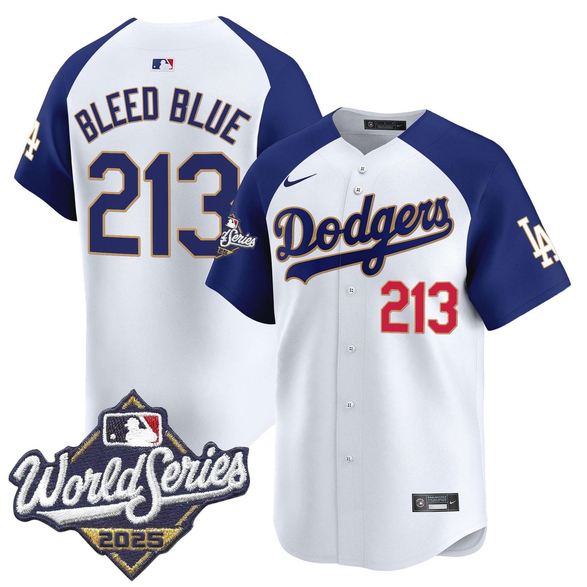 Men's Dodgers 2025 World Series Gold Trim Vapor Premier Limited Jersey - All Stitched