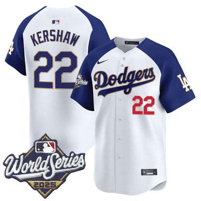Men's Dodgers 2025 World Series Gold Trim Vapor Premier Limited Jersey - All Stitched