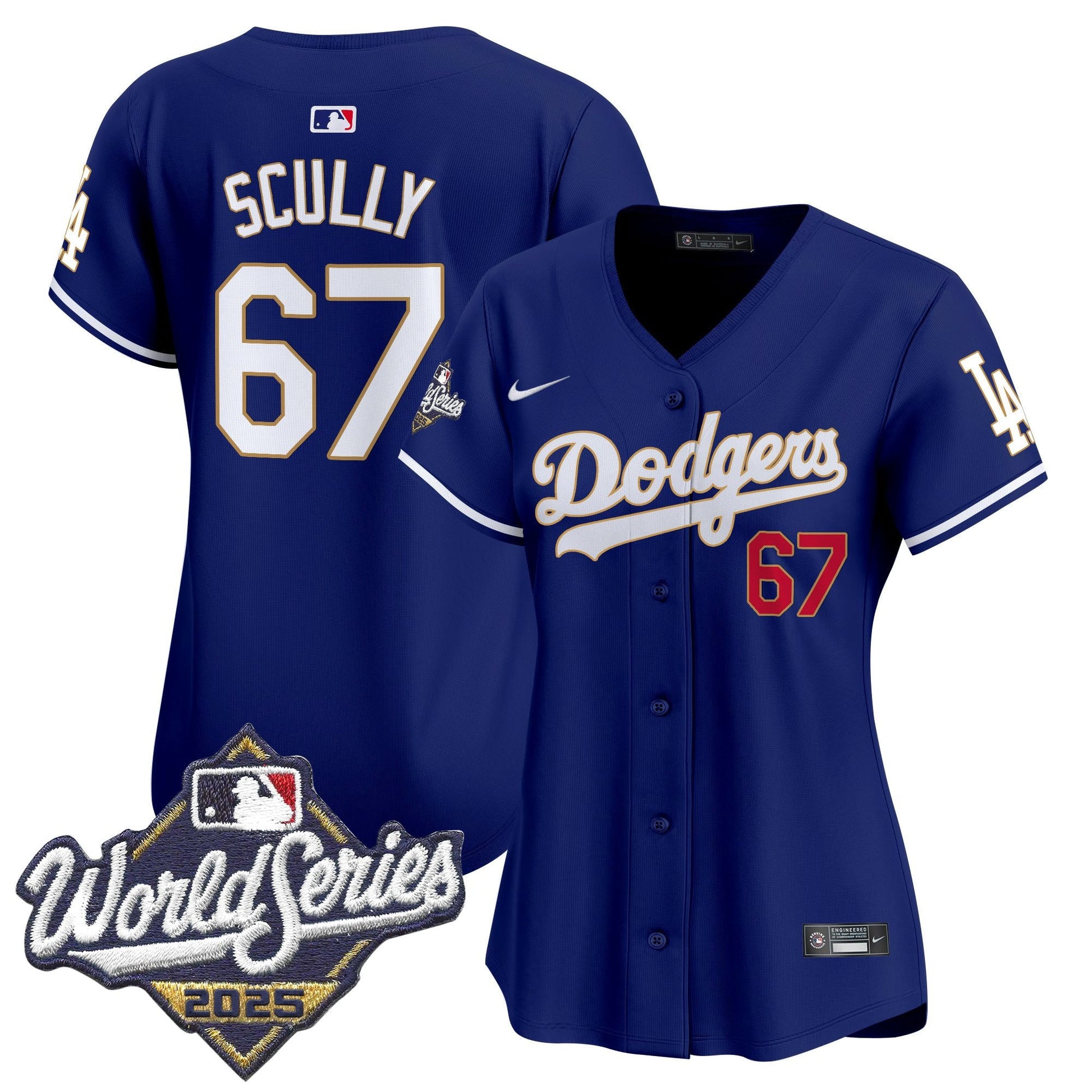 Women's Dodgers 2025 World Series Gold Trim Vapor Premier Limited Jersey - All Stitched