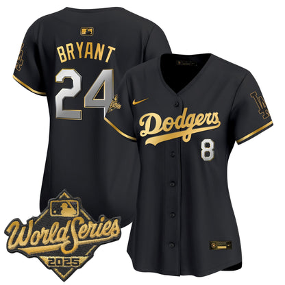 Women's Dodgers 2025 World Series Gold Trim Vapor Premier Limited Jersey - All Stitched