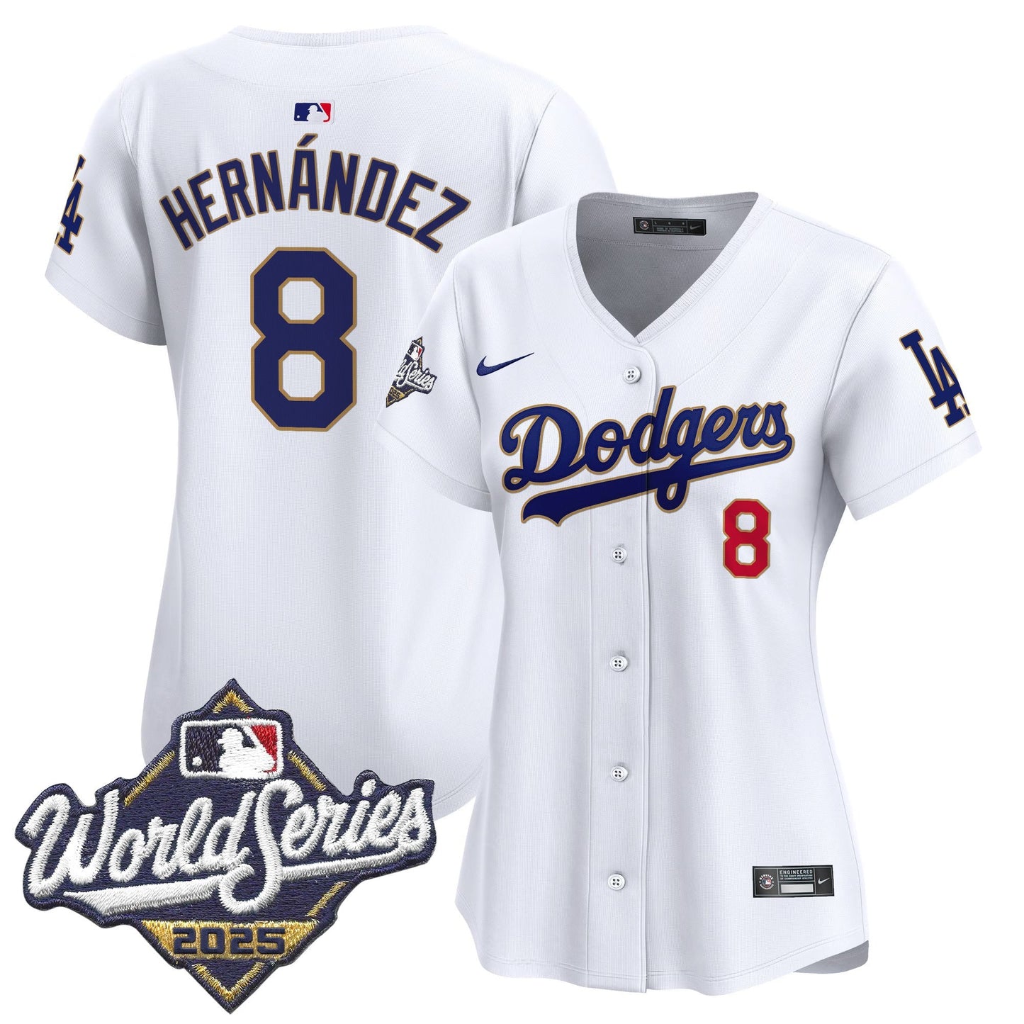 Women's Dodgers 2025 World Series Gold Trim Vapor Premier Limited Jersey - All Stitched