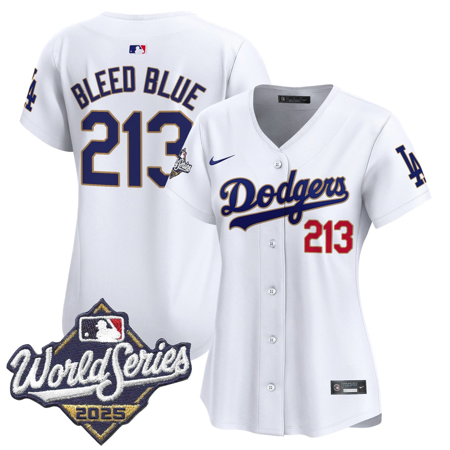 Women's Dodgers 2025 World Series Gold Trim Vapor Premier Limited Jersey - All Stitched