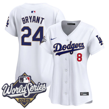 Women's Dodgers 2025 World Series Gold Trim Vapor Premier Limited Jersey - All Stitched