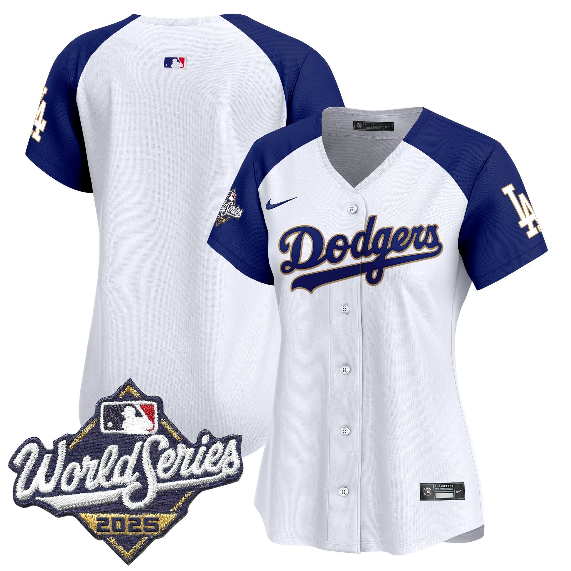 Women's Dodgers 2025 World Series Gold Trim Vapor Premier Limited Jersey - All Stitched