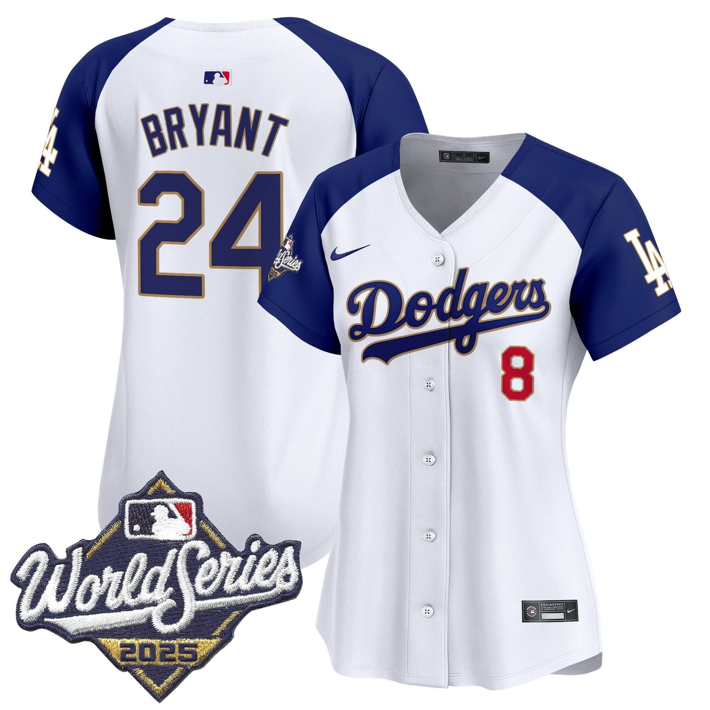 Women's Dodgers 2025 World Series Gold Trim Vapor Premier Limited Jersey - All Stitched