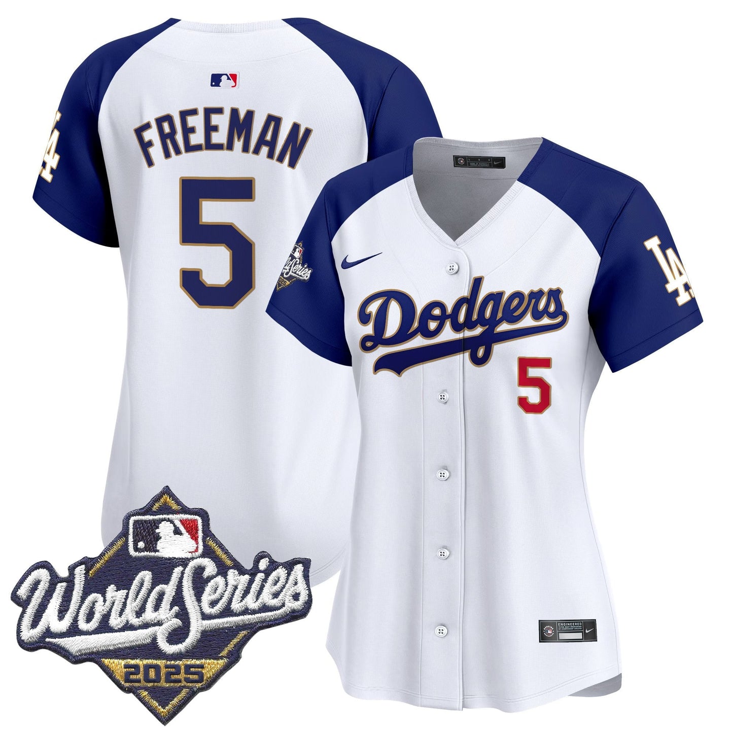 Women's Dodgers 2025 World Series Gold Trim Vapor Premier Limited Jersey - All Stitched