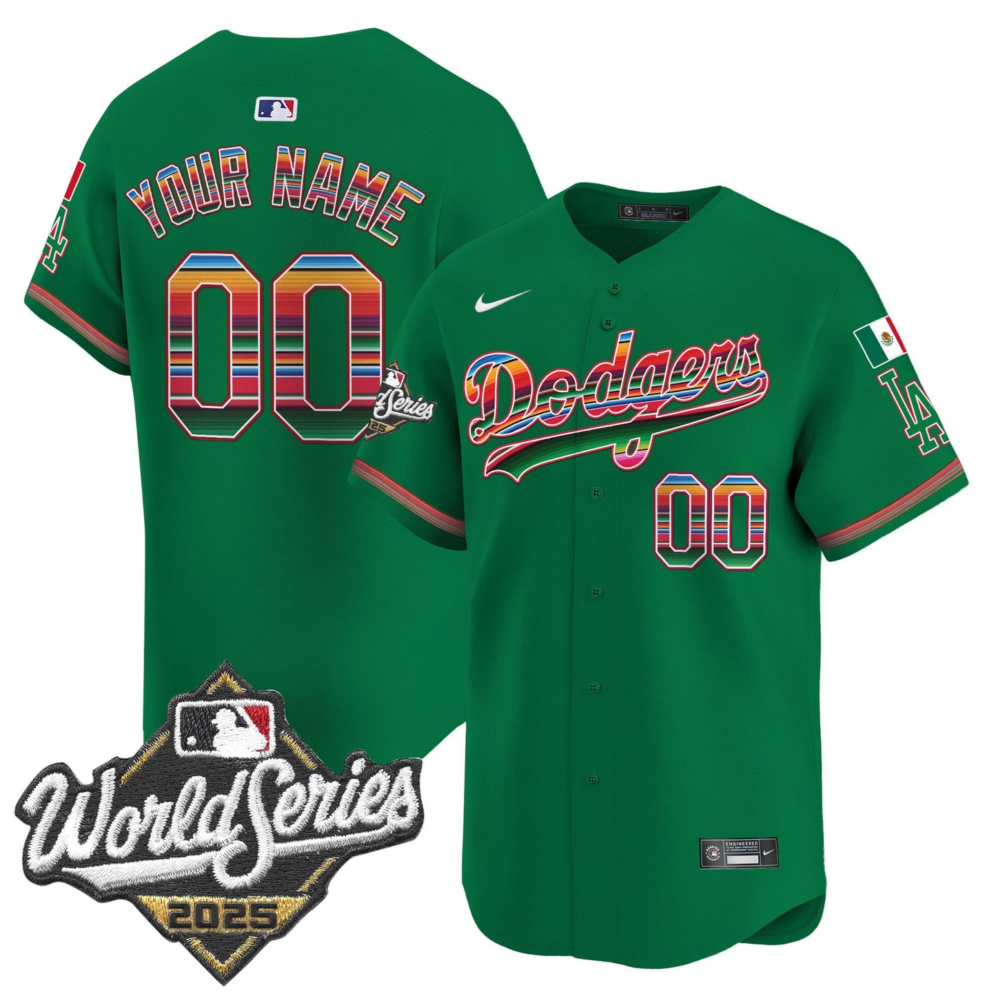 Dodgers Mexico 2025 World Series Vapor Premier Limited Custom Jersey - All Stitched