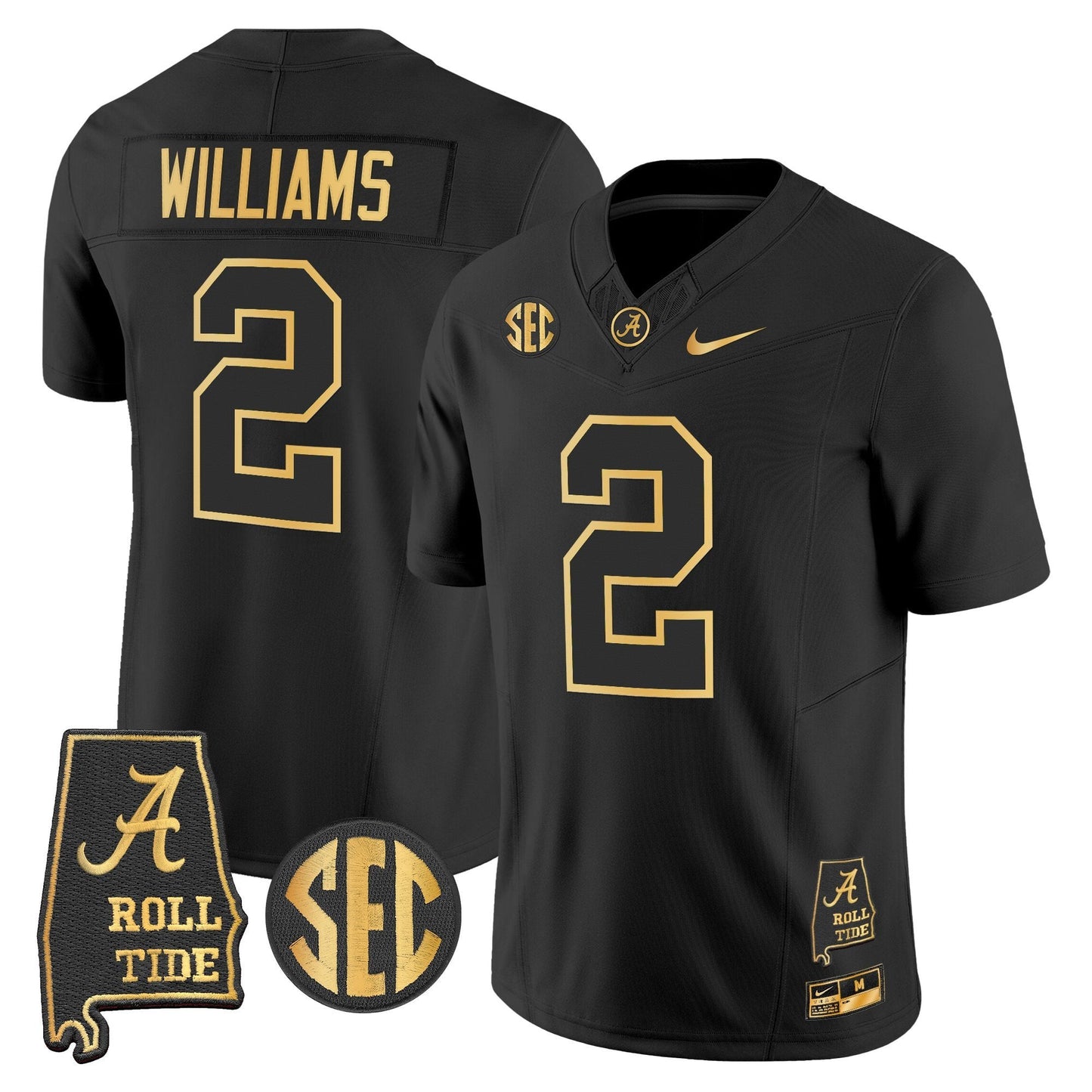 Men's Alabama Crimson Tide 2025 Gold Vapor Limited Jersey - Alabama Map - All Stitched