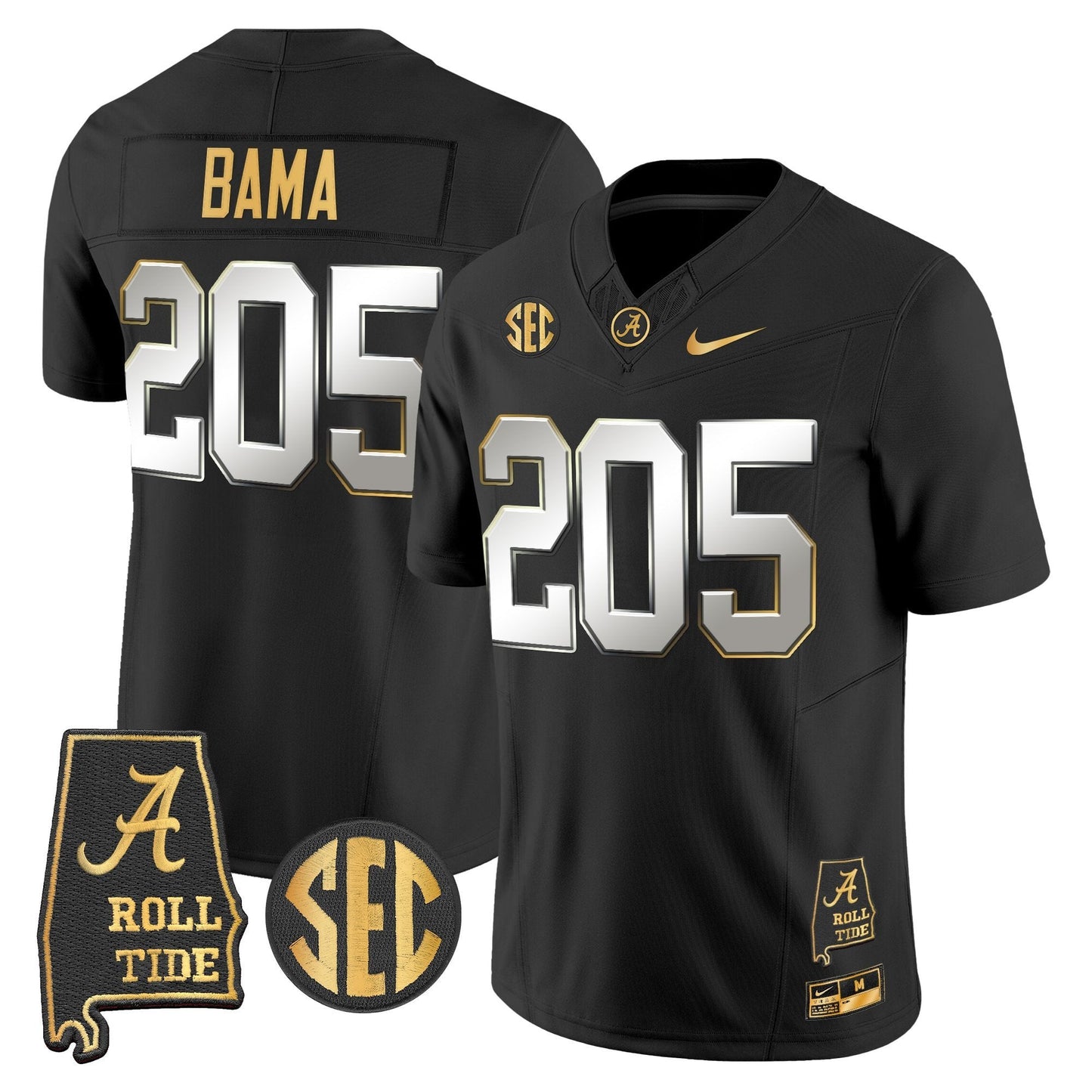 Men's Alabama Crimson Tide 2025 Gold Vapor Limited Jersey - Alabama Map - All Stitched