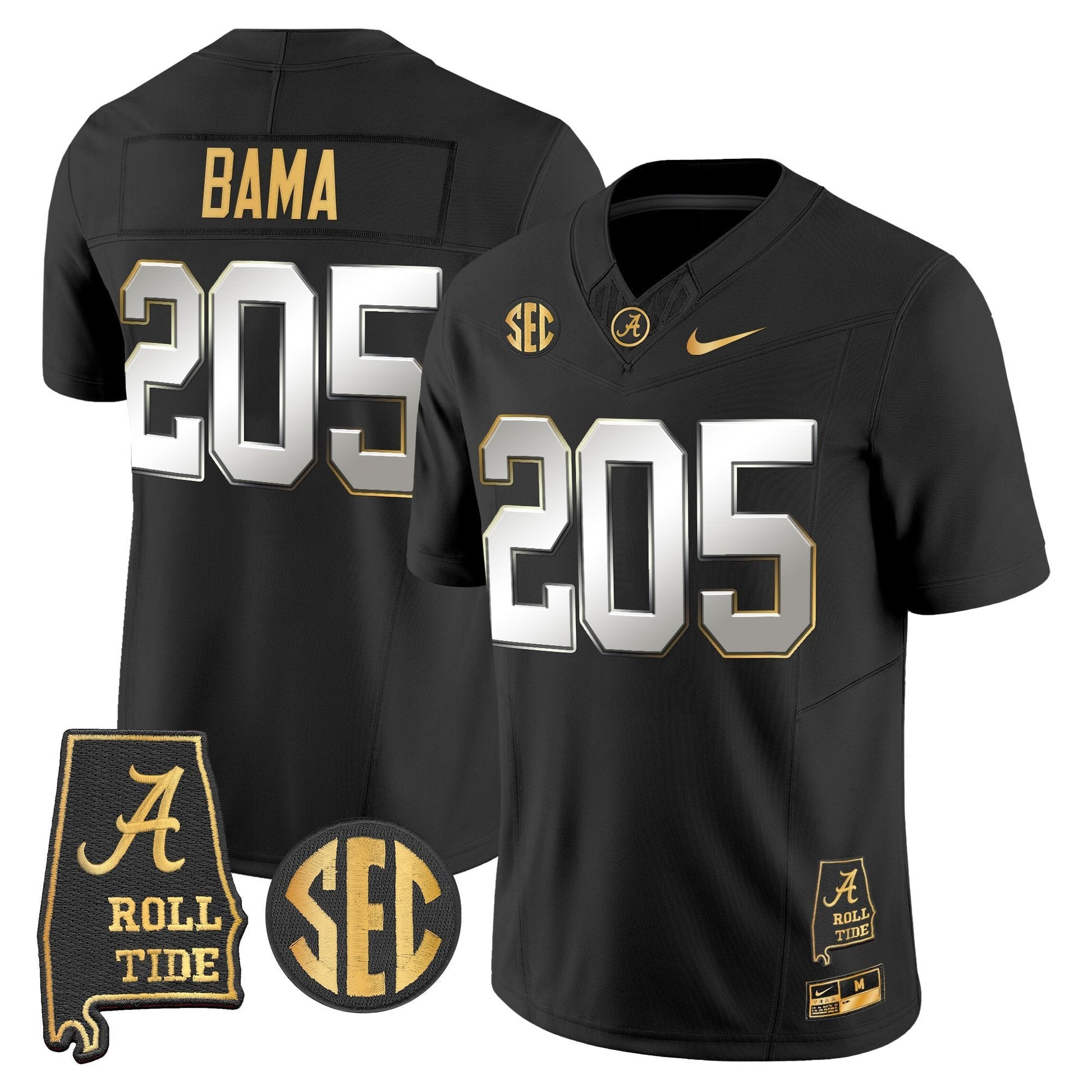 Men's Alabama Crimson Tide 2025 Gold Vapor Limited Jersey - Alabama Map - All Stitched