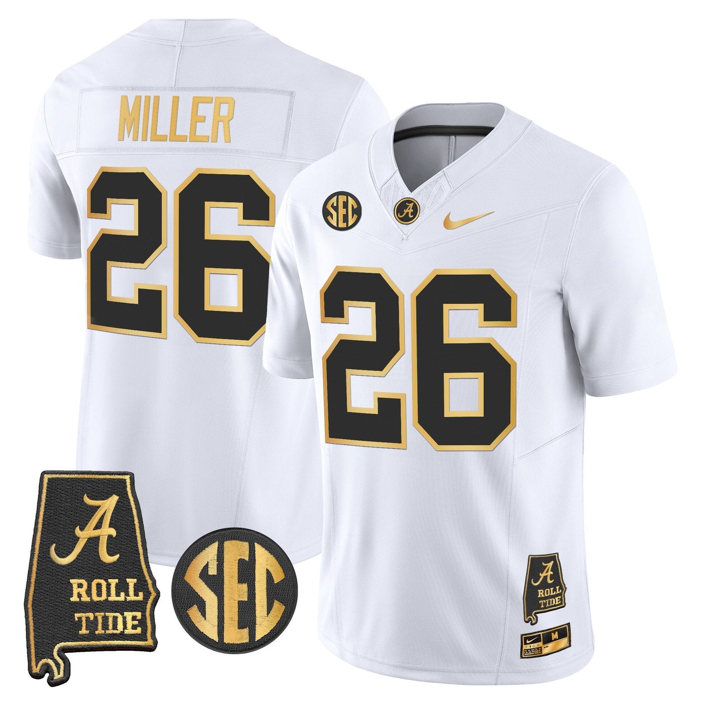 Men's Alabama Crimson Tide 2025 Gold Vapor Limited Jersey - Alabama Map - All Stitched