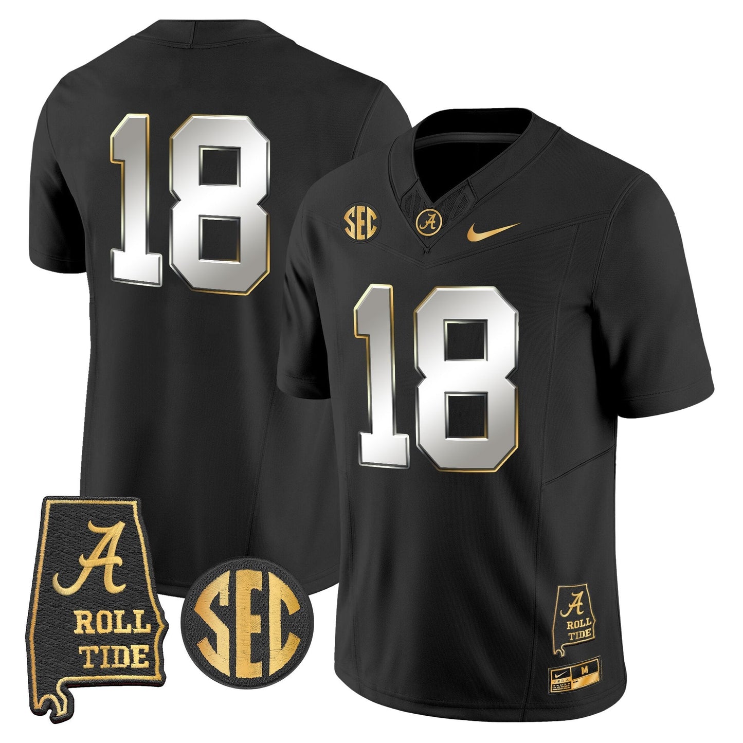 Men's Alabama Crimson Tide 2025 Gold Vapor Limited Jersey - Alabama Map - All Stitched