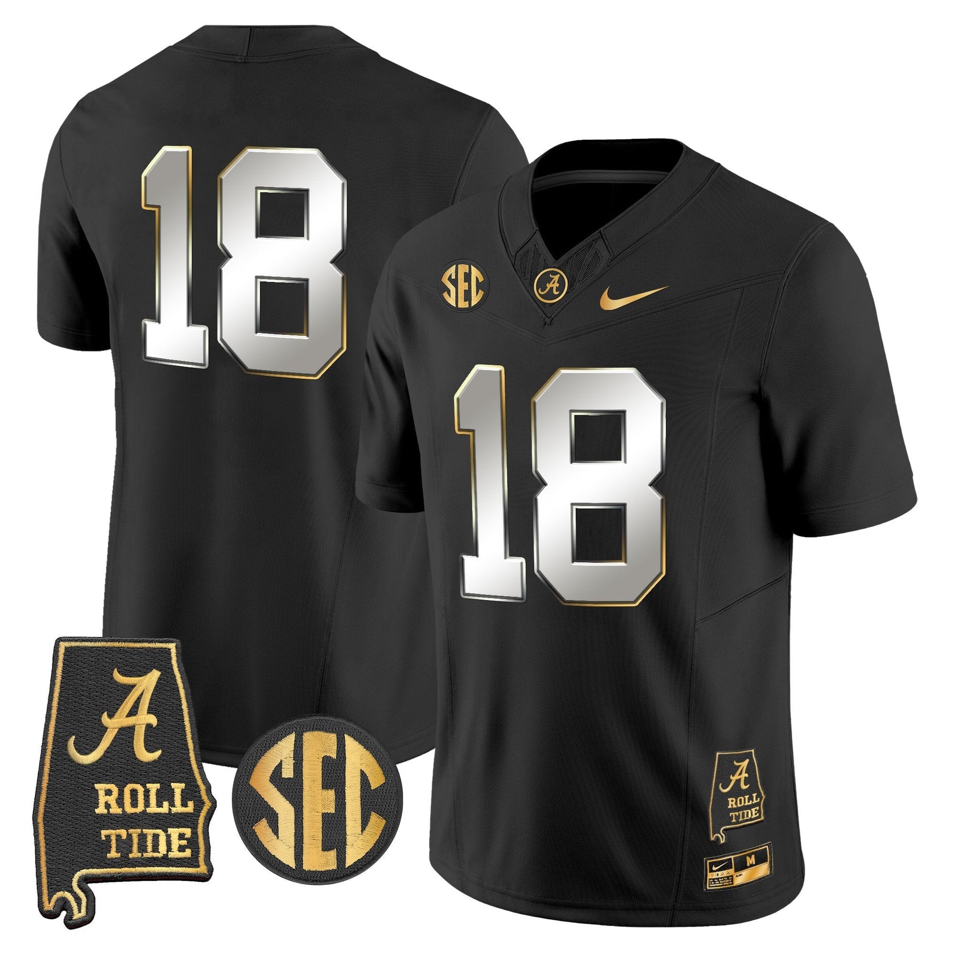 Men's Alabama Crimson Tide 2025 Gold Vapor Limited Jersey - Alabama Map - All Stitched