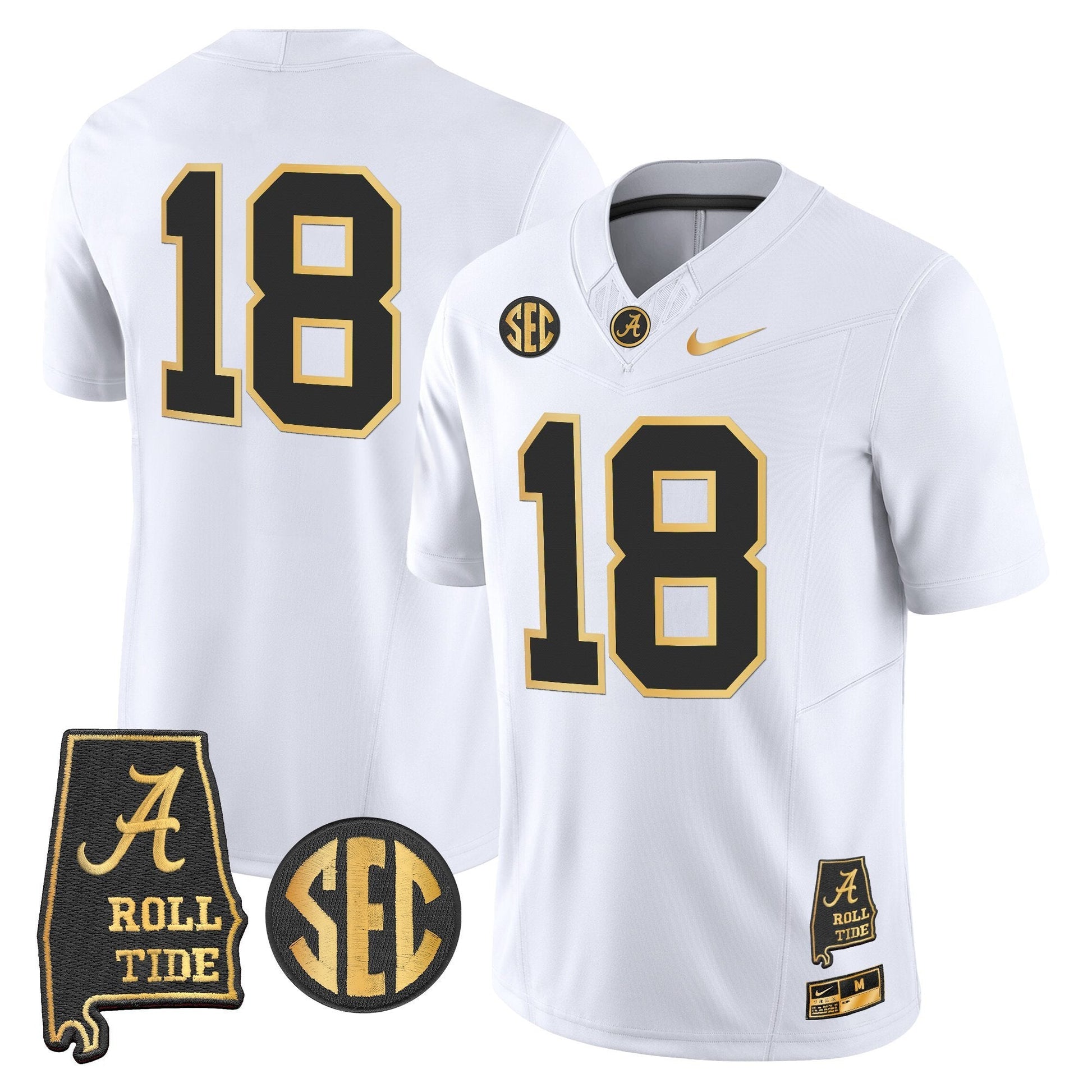 Men's Alabama Crimson Tide 2025 Gold Vapor Limited Jersey - Alabama Map - All Stitched