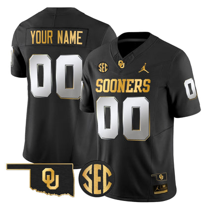 Oklahoma Sooners 2025 Gold Vapor Limited Custom Jersey - All Stitched