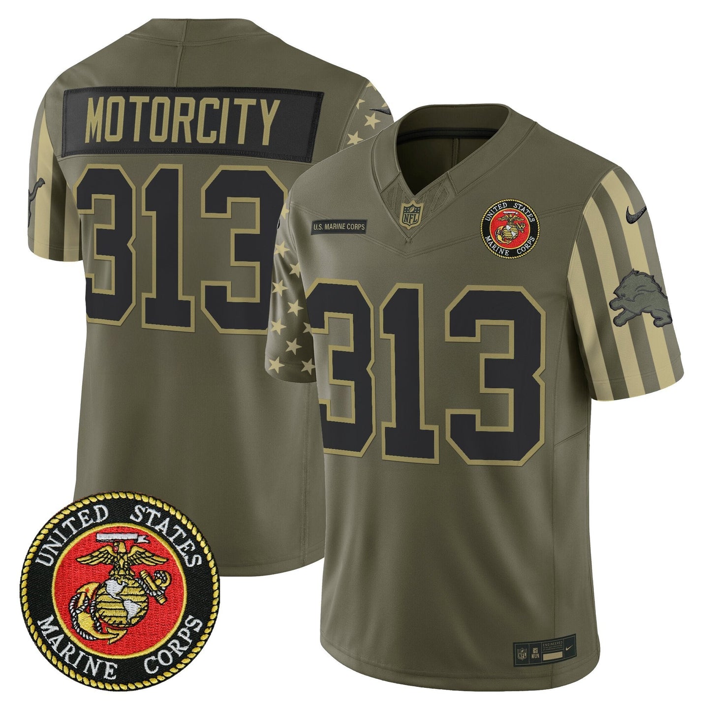 Men's Detroit Lions x U.S. Military Veteran Vapor Limited Jersey - All Stitched