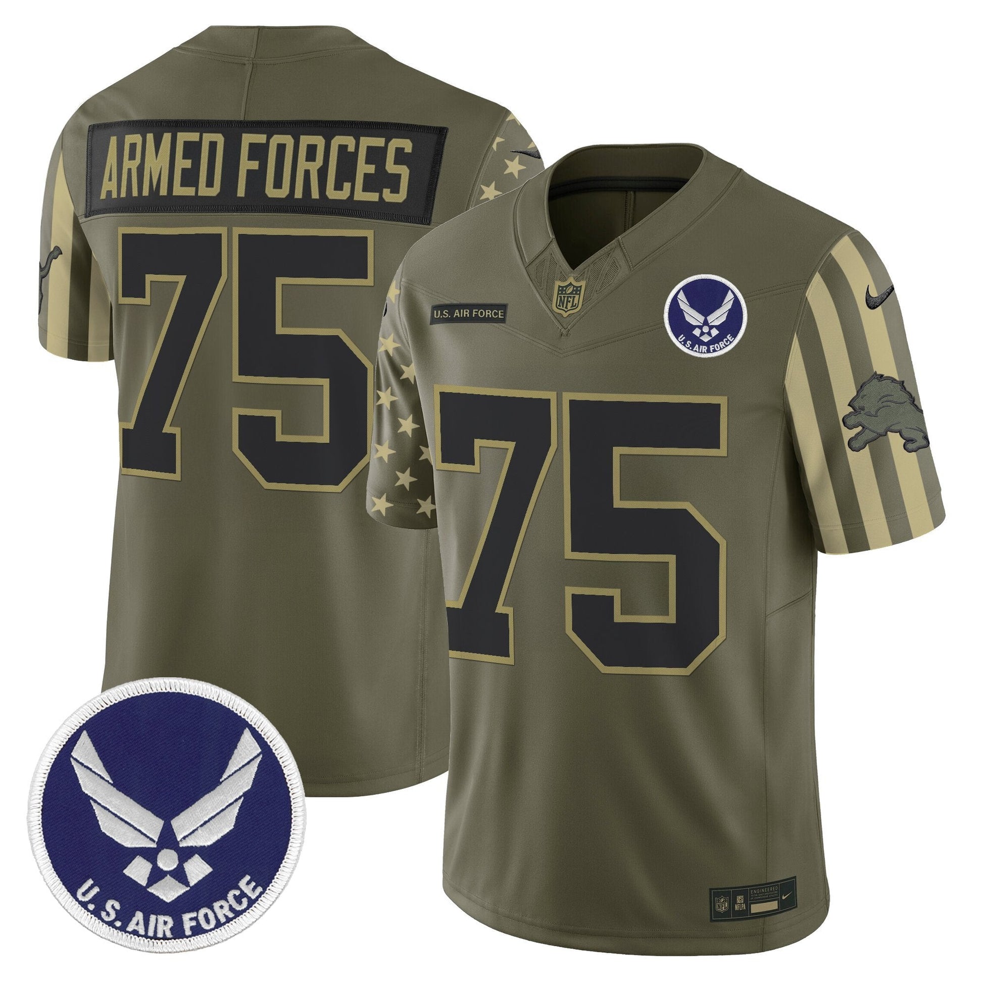 Men's Detroit Lions x U.S. Military Veteran Vapor Limited Jersey - All Stitched