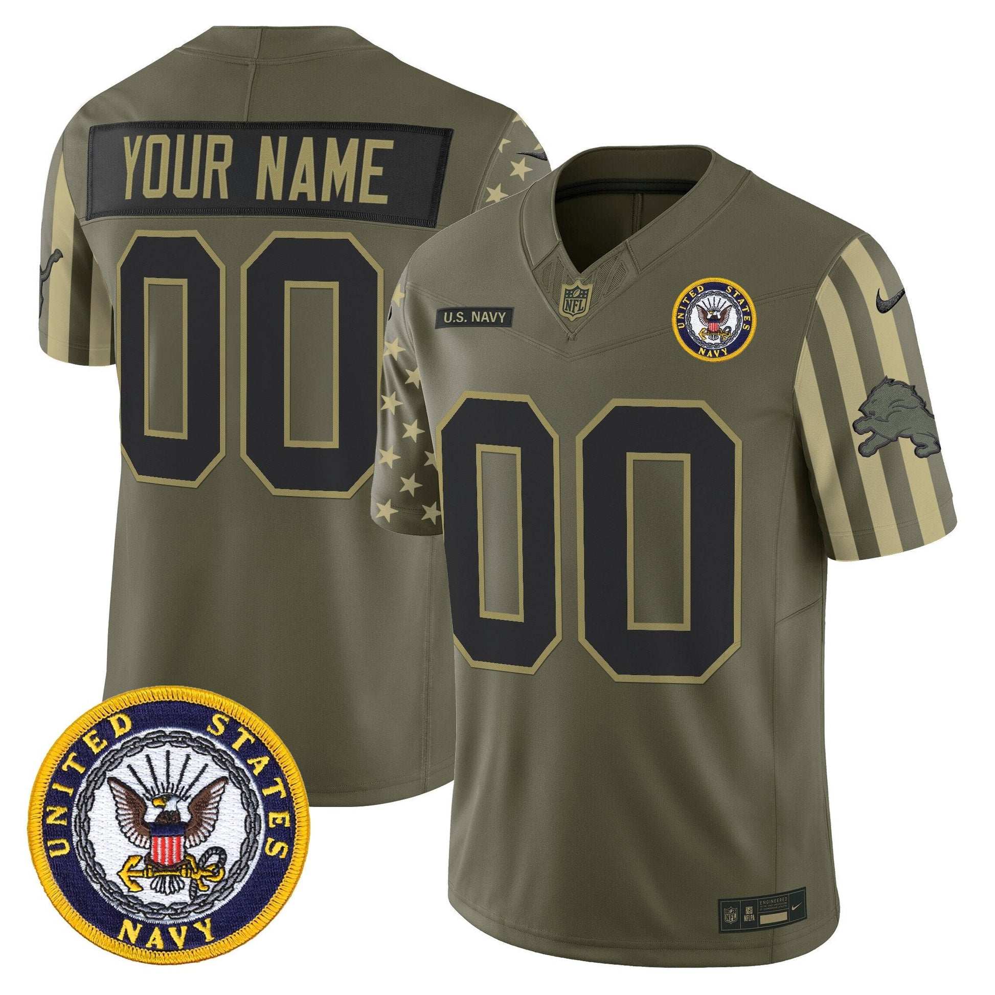Detroit Lions x U.S. Military Veteran Vapor Limited Custom Jersey - All Stitched