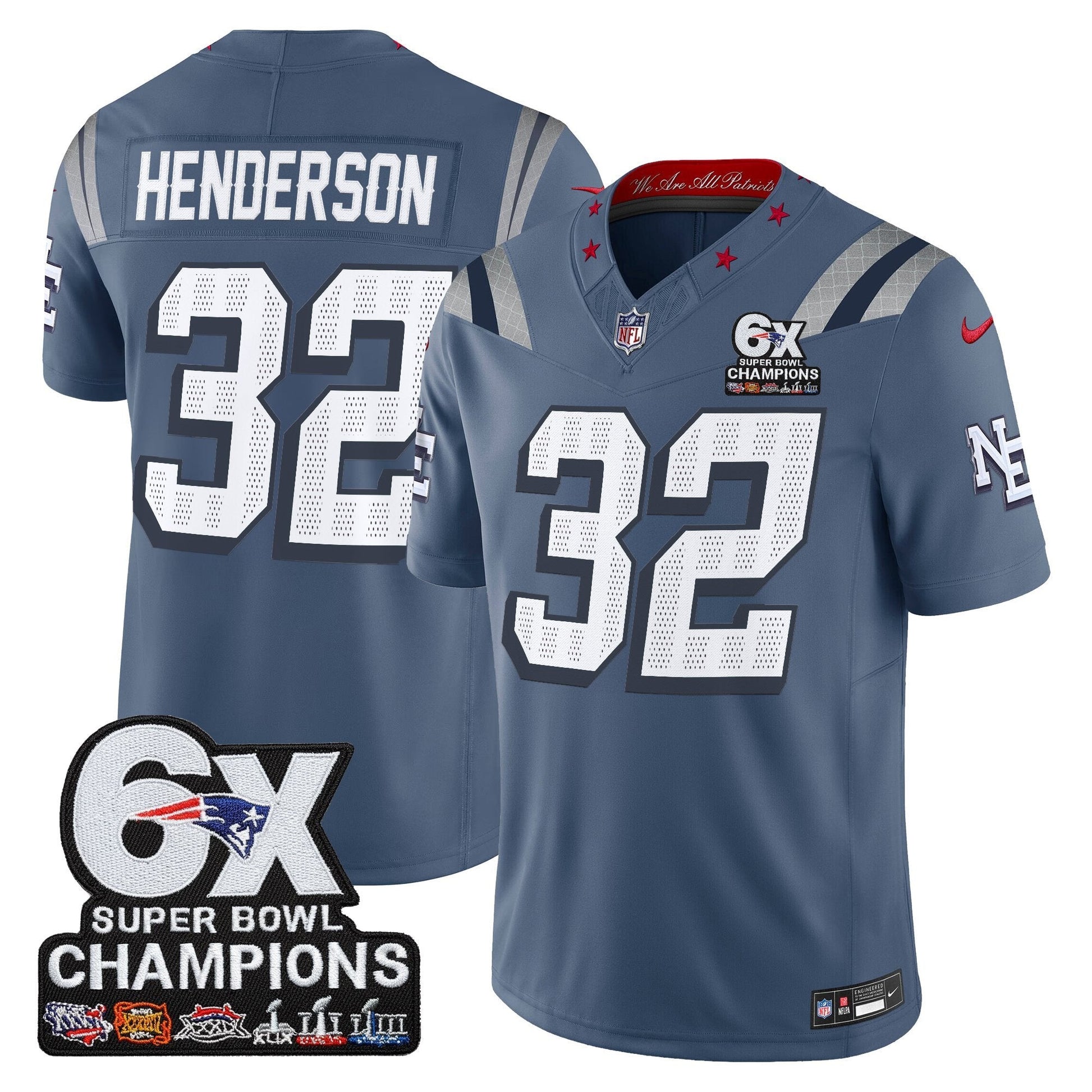 Men's New England Patriots 6-Time Champions Patch Vapor Limited Jersey - All Stitched