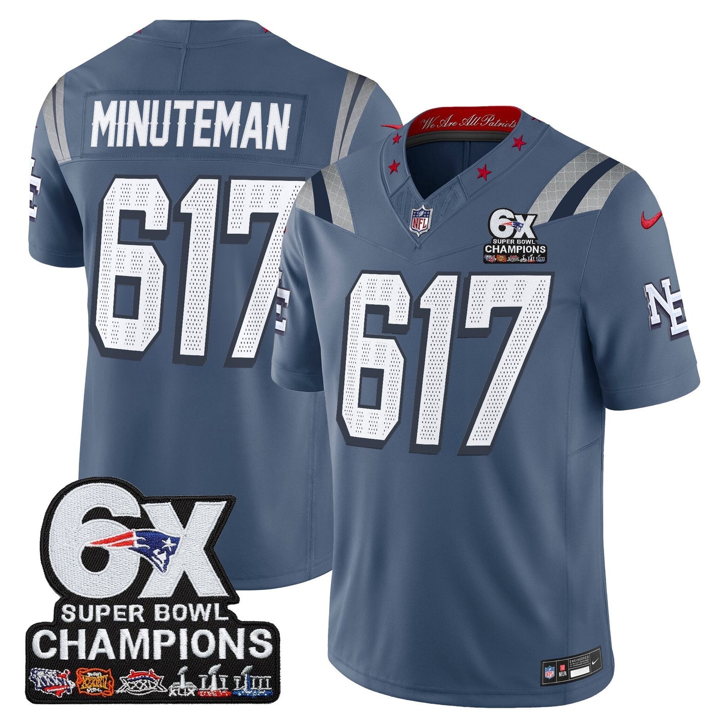 Men's New England Patriots 6-Time Champions Patch Vapor Limited Jersey - All Stitched