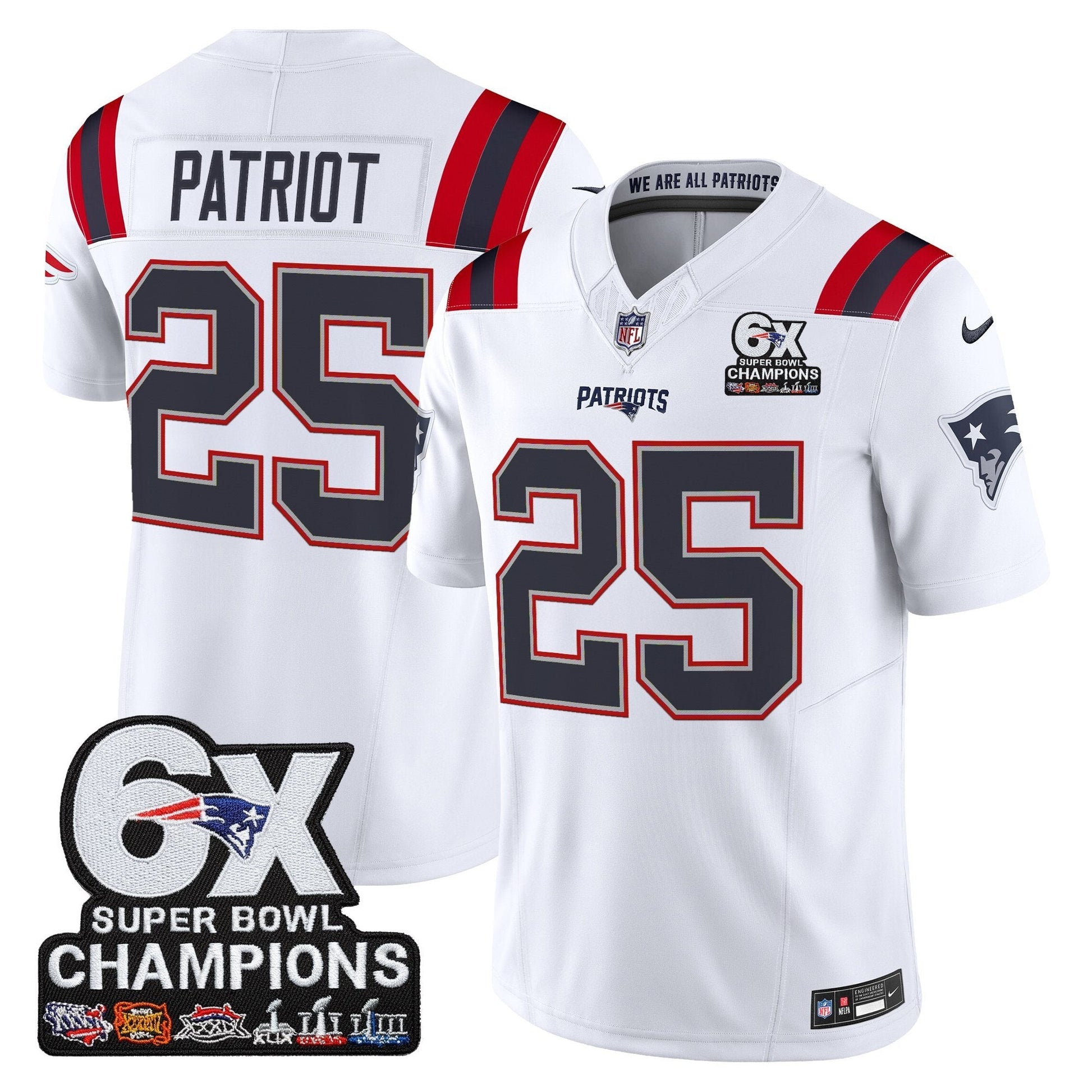 Men's New England Patriots 6-Time Champions Patch Vapor Limited Jersey - All Stitched