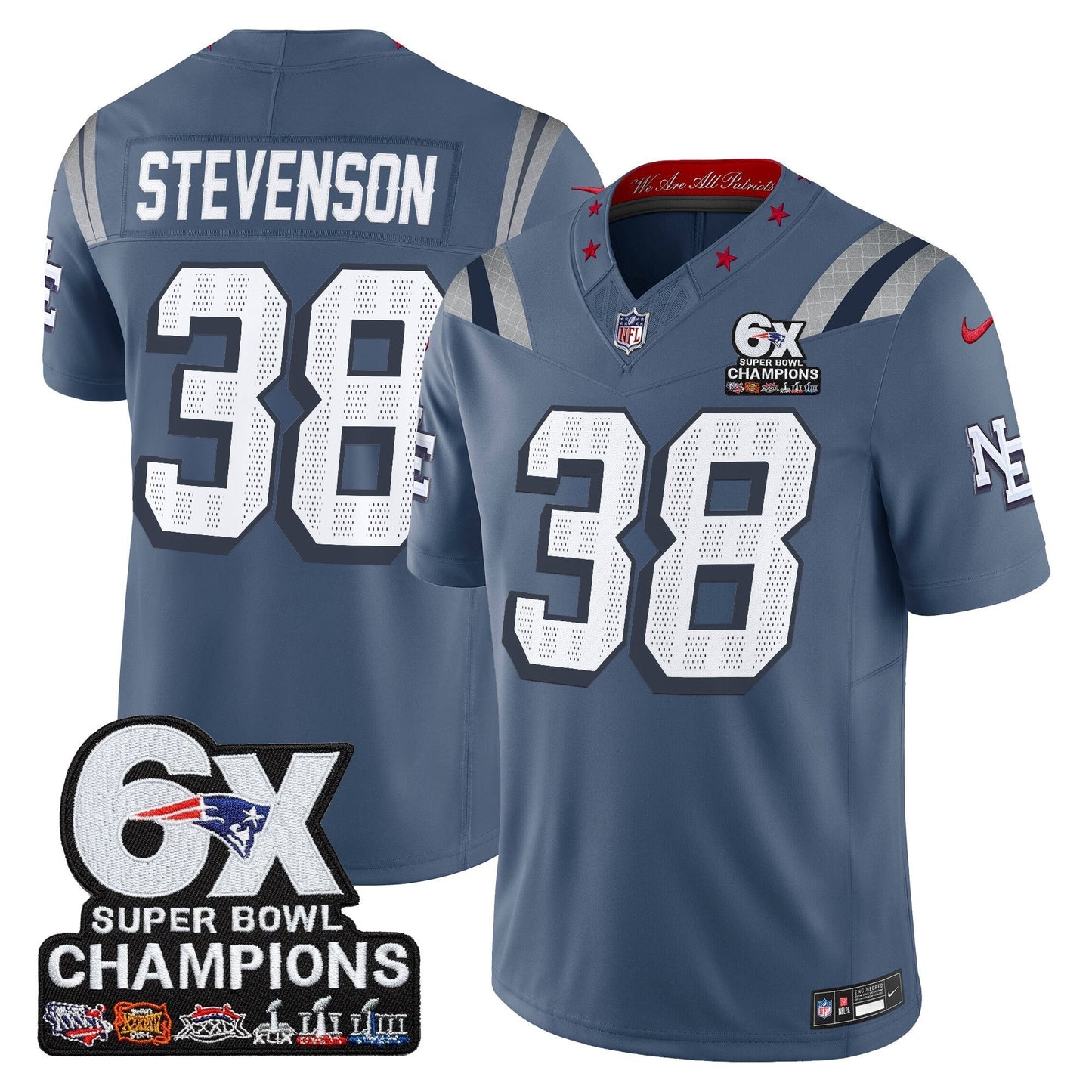 Men's New England Patriots 6-Time Champions Patch Vapor Limited Jersey - All Stitched