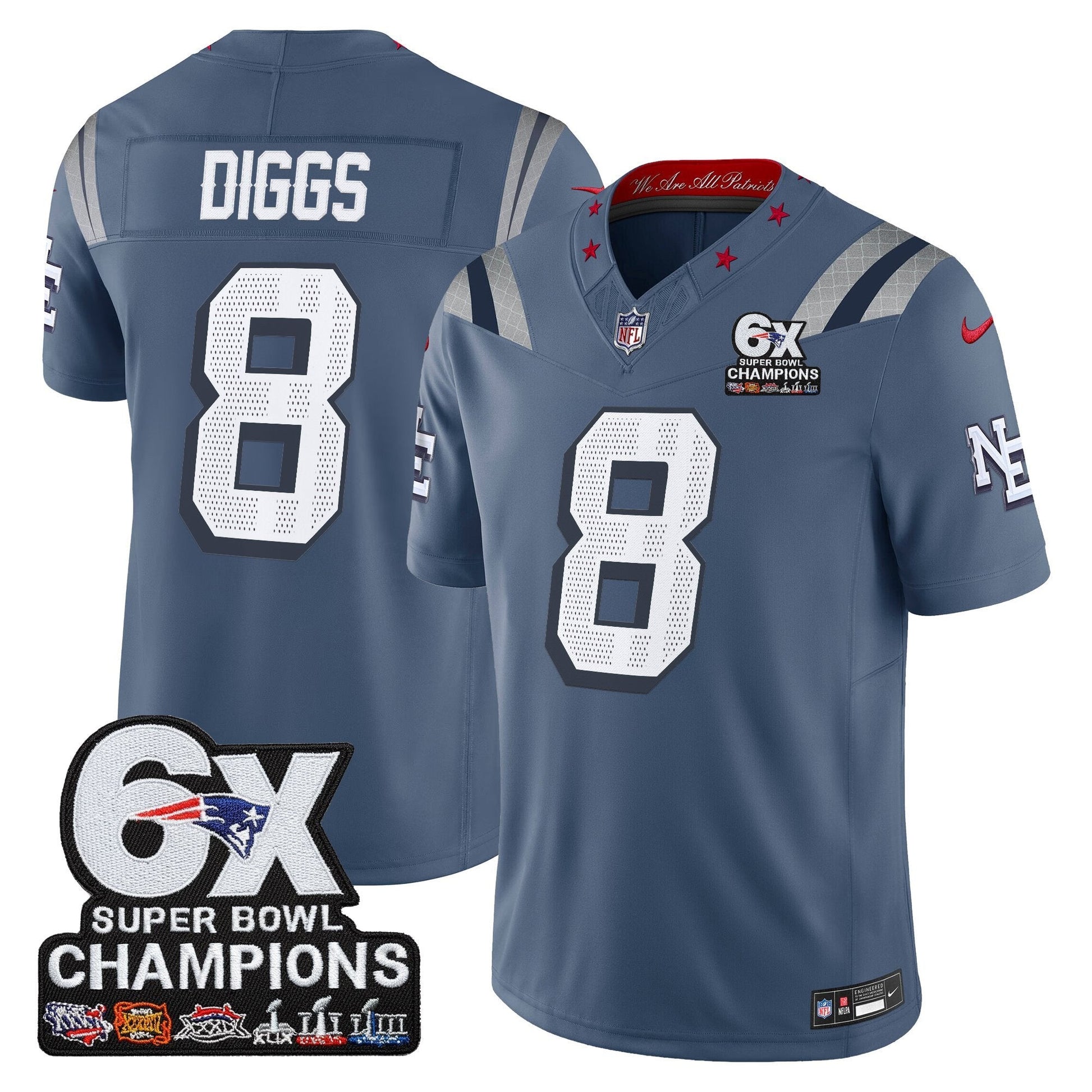 Men's New England Patriots 6-Time Champions Patch Vapor Limited Jersey - All Stitched
