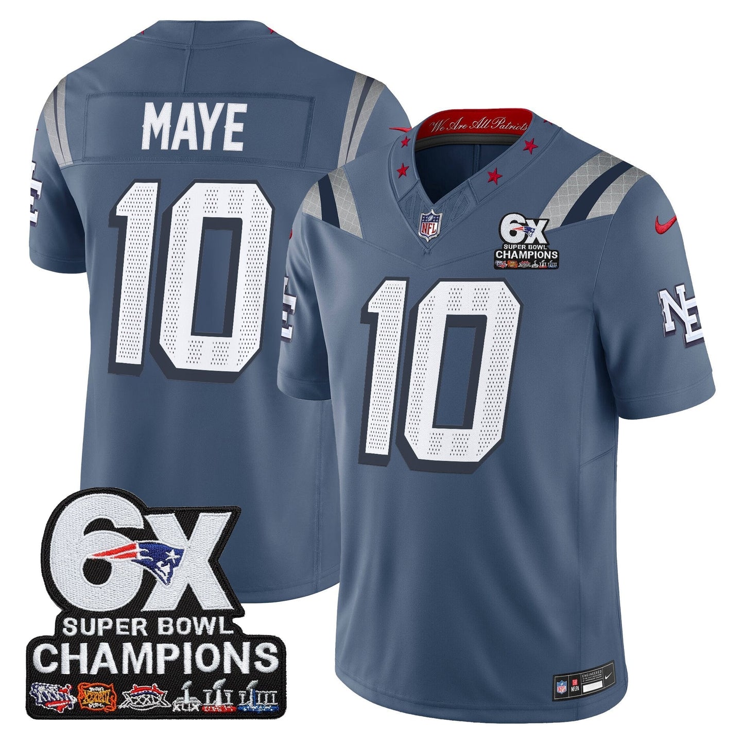 Men's New England Patriots 6-Time Champions Patch Vapor Limited Jersey - All Stitched