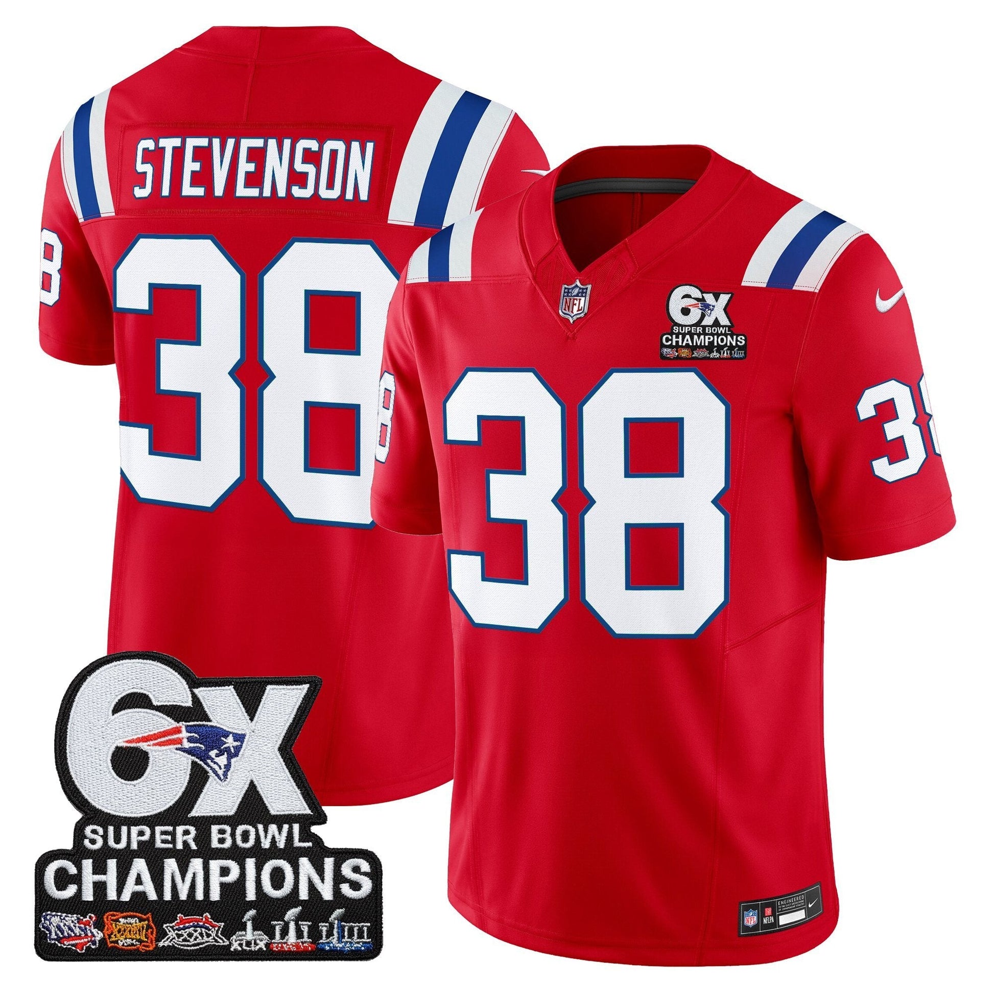 Men's New England Patriots 6-Time Champions Patch Vapor Limited Jersey - All Stitched