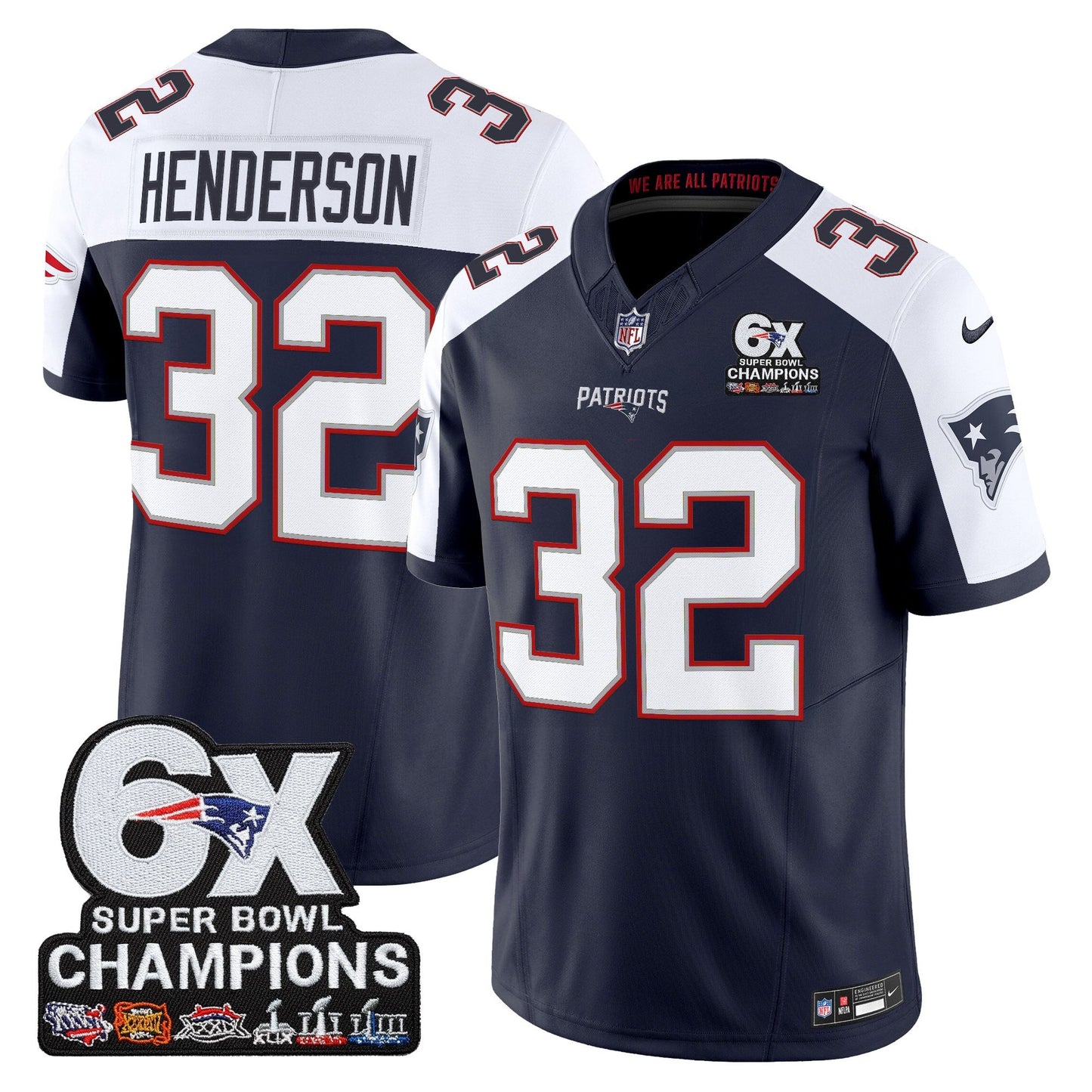 Men's New England Patriots 6-Time Champions Patch Vapor Limited Jersey - All Stitched