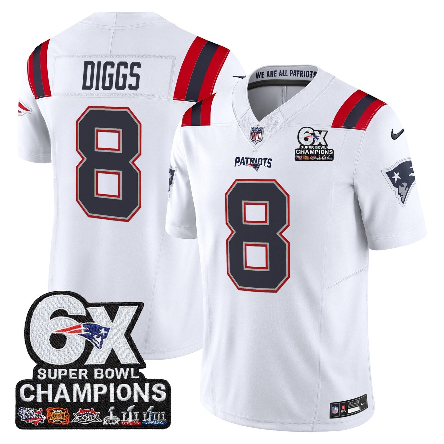 Men's New England Patriots 6-Time Champions Patch Vapor Limited Jersey - All Stitched