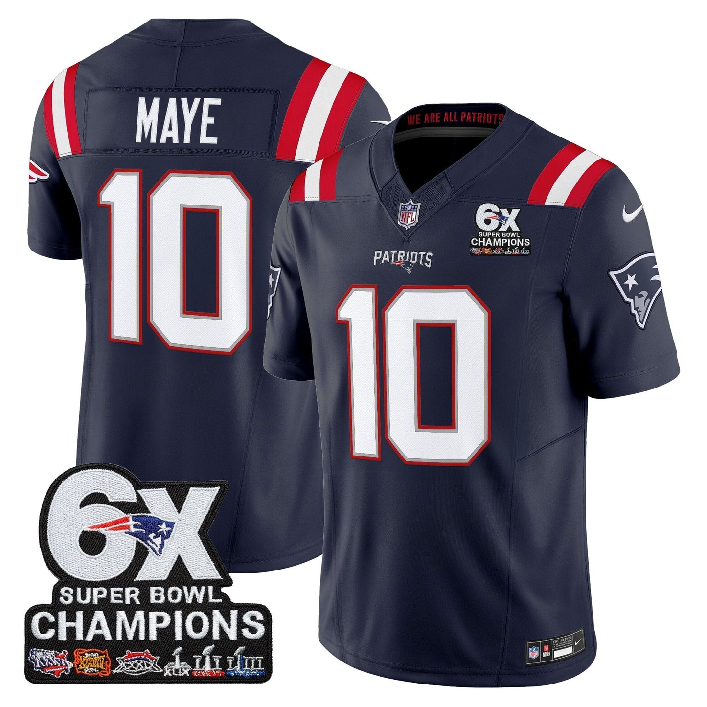 Men's New England Patriots 6-Time Champions Patch Vapor Limited Jersey - All Stitched