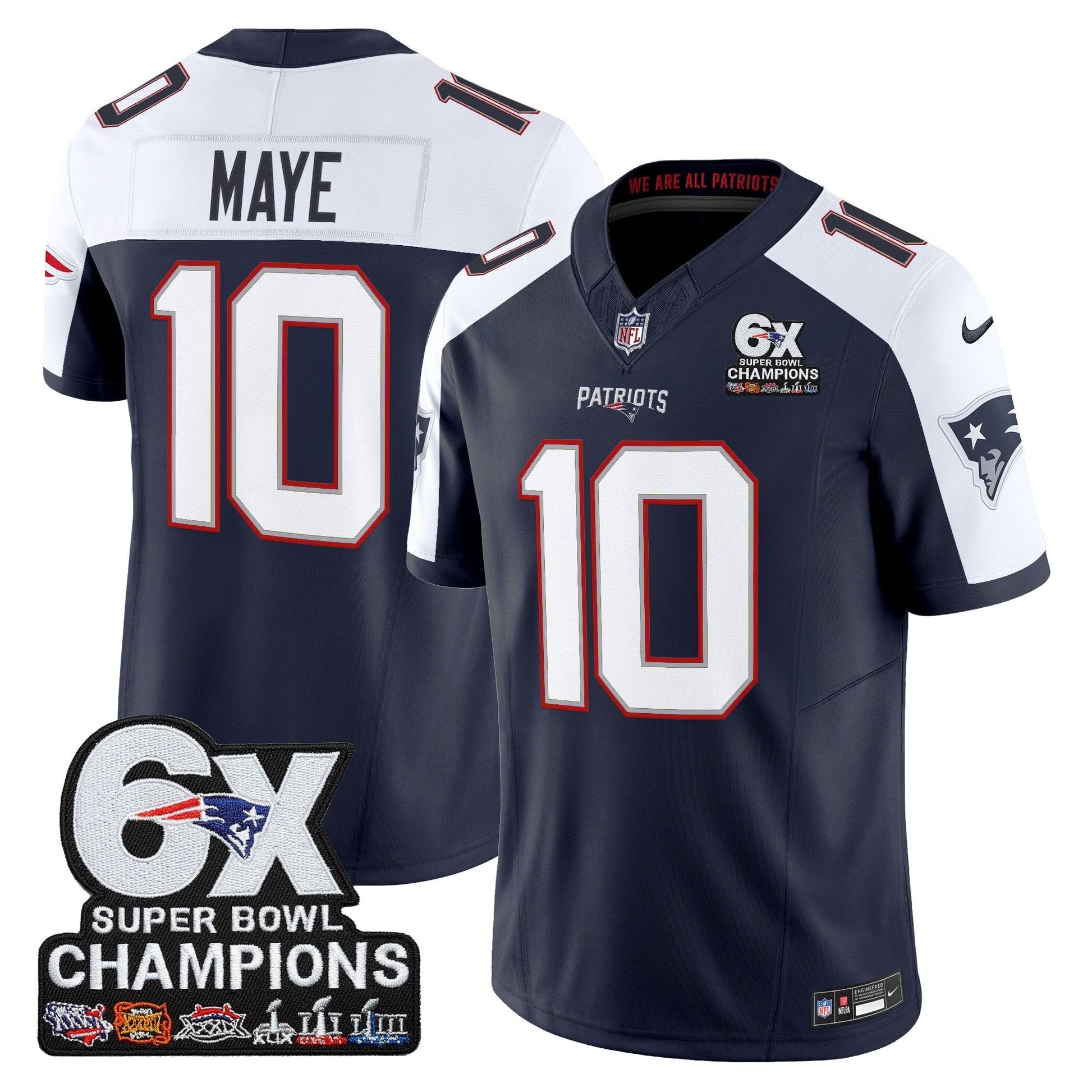Men's New England Patriots 6-Time Champions Patch Vapor Limited Jersey - All Stitched