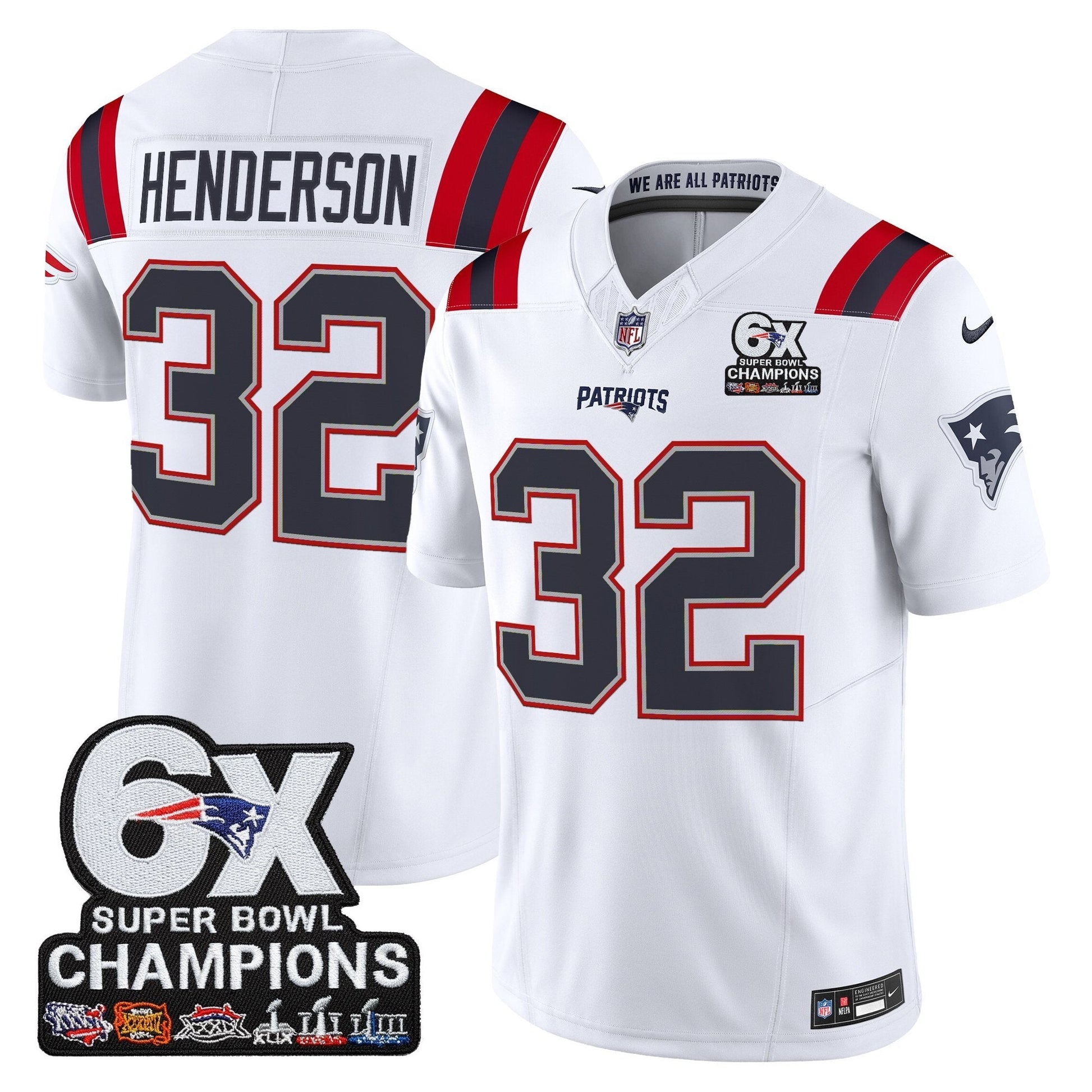 Men's New England Patriots 6-Time Champions Patch Vapor Limited Jersey - All Stitched