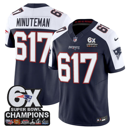 Men's New England Patriots 6-Time Champions Patch Vapor Limited Jersey - All Stitched