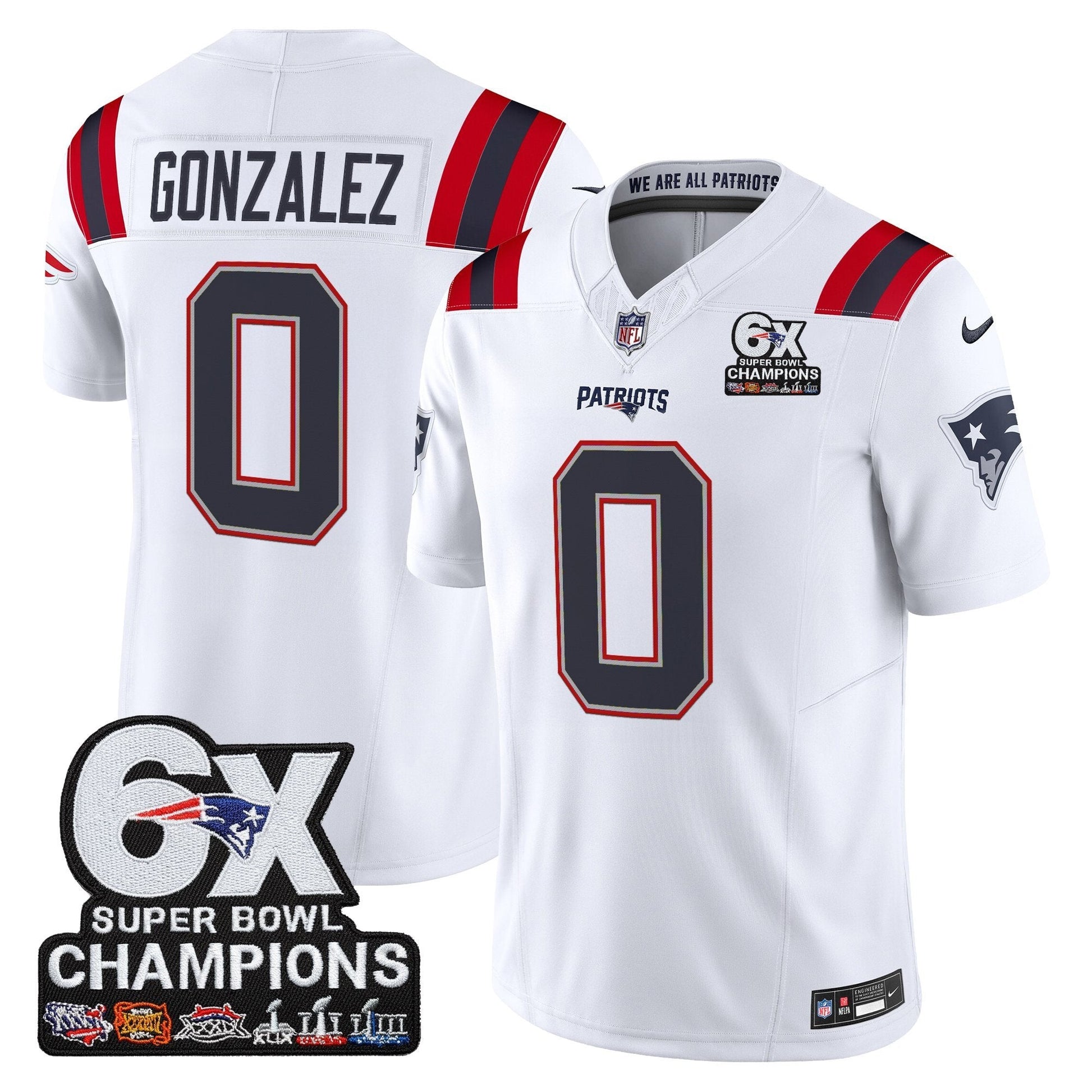 Men's New England Patriots 6-Time Champions Patch Vapor Limited Jersey - All Stitched
