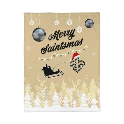 New Orleans Saints | Premium Christmas Fleece Blanket & Throw Pillow Combo MM