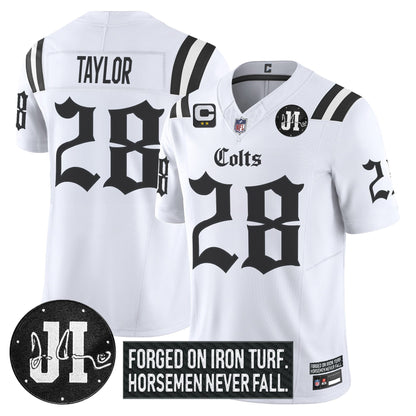 Men's Indianapolis Colts 2025 'Gothic Iron Hoof Edition' Vapor Limited Jersey - Jim Irsay Patch - All Stitched