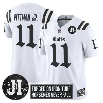 Men's Indianapolis Colts 2025 'Gothic Iron Hoof Edition' Vapor Limited Jersey - Jim Irsay Patch - All Stitched