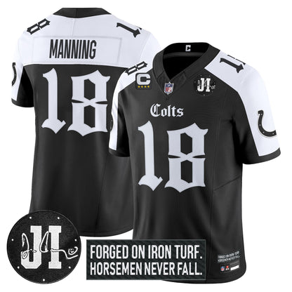 Men's Indianapolis Colts 2025 'Gothic Iron Hoof Edition' Vapor Limited Jersey - Jim Irsay Patch - All Stitched