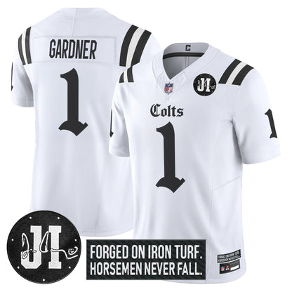 Men's Indianapolis Colts 2025 'Gothic Iron Hoof Edition' Vapor Limited Jersey - Jim Irsay Patch - All Stitched