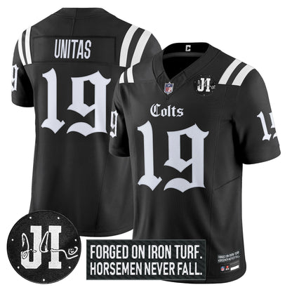 Men's Indianapolis Colts 2025 'Gothic Iron Hoof Edition' Vapor Limited Jersey - Jim Irsay Patch - All Stitched