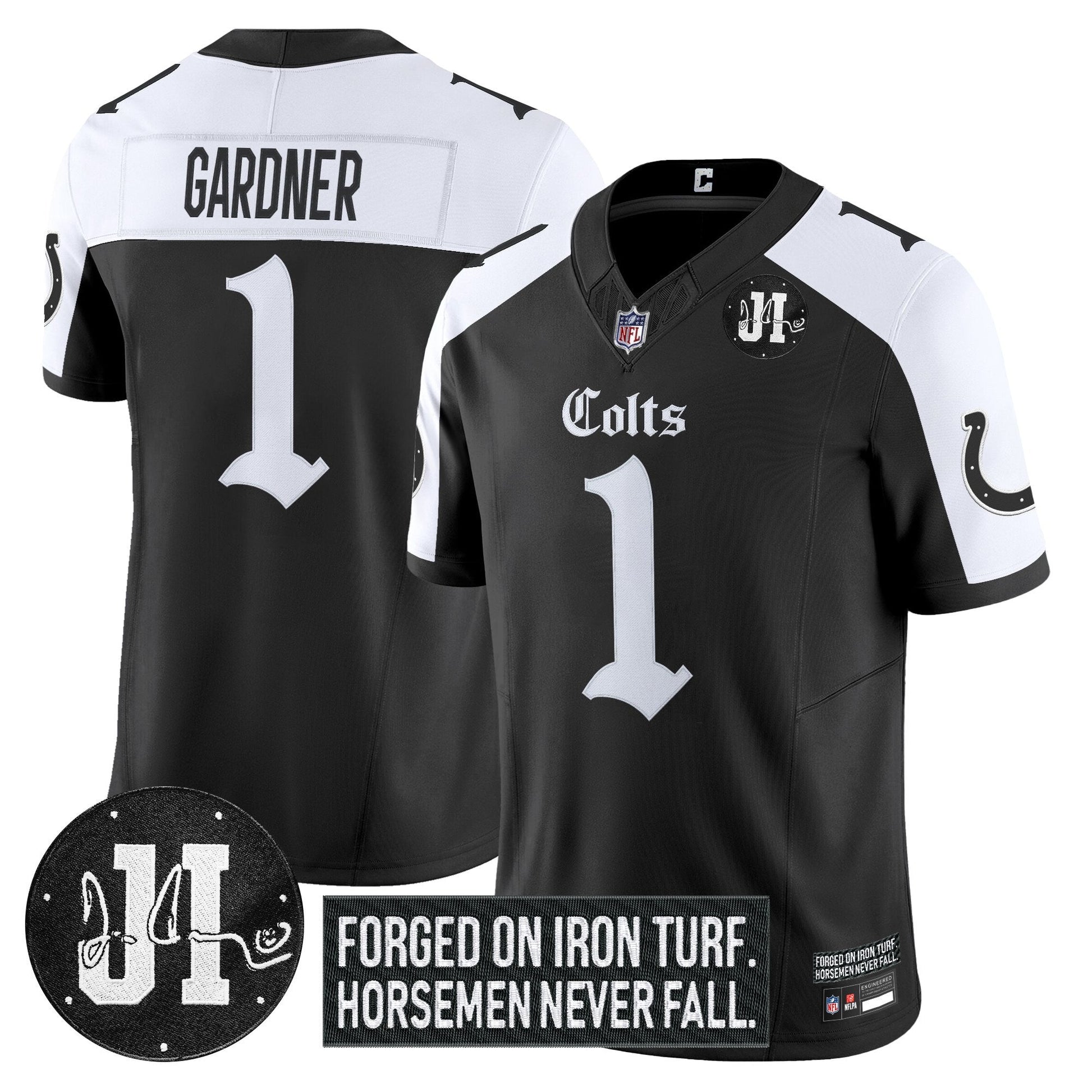 Men's Indianapolis Colts 2025 'Gothic Iron Hoof Edition' Vapor Limited Jersey - Jim Irsay Patch - All Stitched